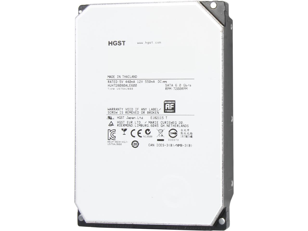 HGST Ultrastar He8 HUH728080ALE600 (0F25729) 8TB 7200 RPM SATA 6Gb/s 128MB Cache 3.5" Helium Platform Enterprise Hard Disk Drive