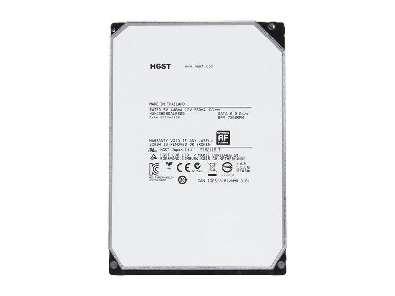 HGST Ultrastar He8 HUH728080ALE600 (0F25729) 8TB 7200 RPM SATA 6Gb/s 128MB Cache 3.5" Helium Platform Enterprise Hard Disk Drive