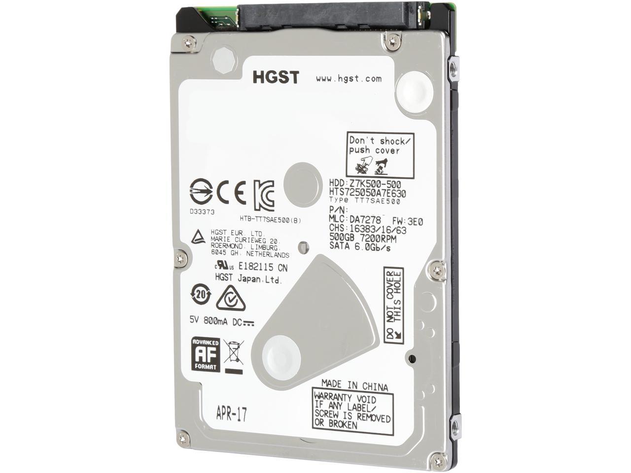 HGST Travelstar Z7K500 HTS725050A7E630 (0J38075) 500GB 7200 RPM 32MB Cache SATA 6.0Gb/s 2.5" Internal Notebook Hard Drive Bare Drive