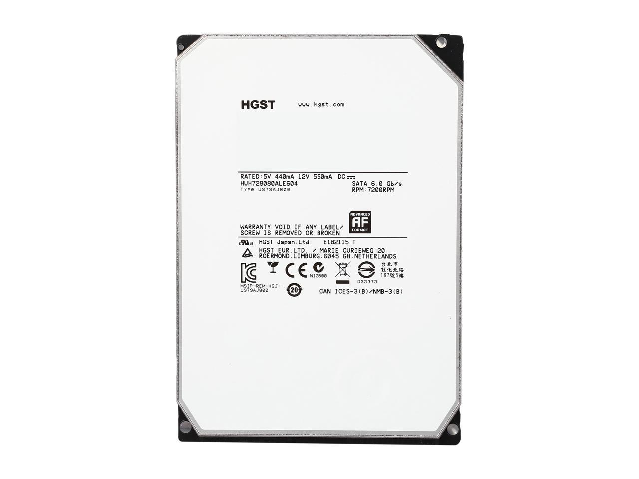 HGST Ultrastar He8 HUH728080ALE604 (0F23668) 8TB 7200 RPM 128MB Cache SATA 6.0Gb/s 3.5" Helium Platform Enterprise Hard Drive Bare Drive