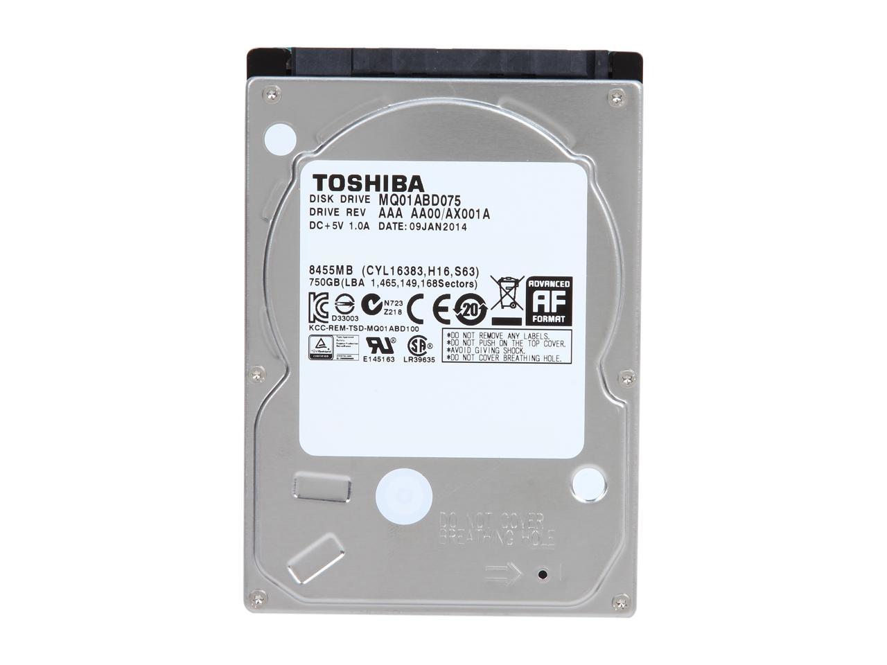 TOSHIBA MQ01ABD075 750GB 5400 RPM 8MB Cache SATA 3.0Gb/s 2.5" Internal Notebook Hard Drive