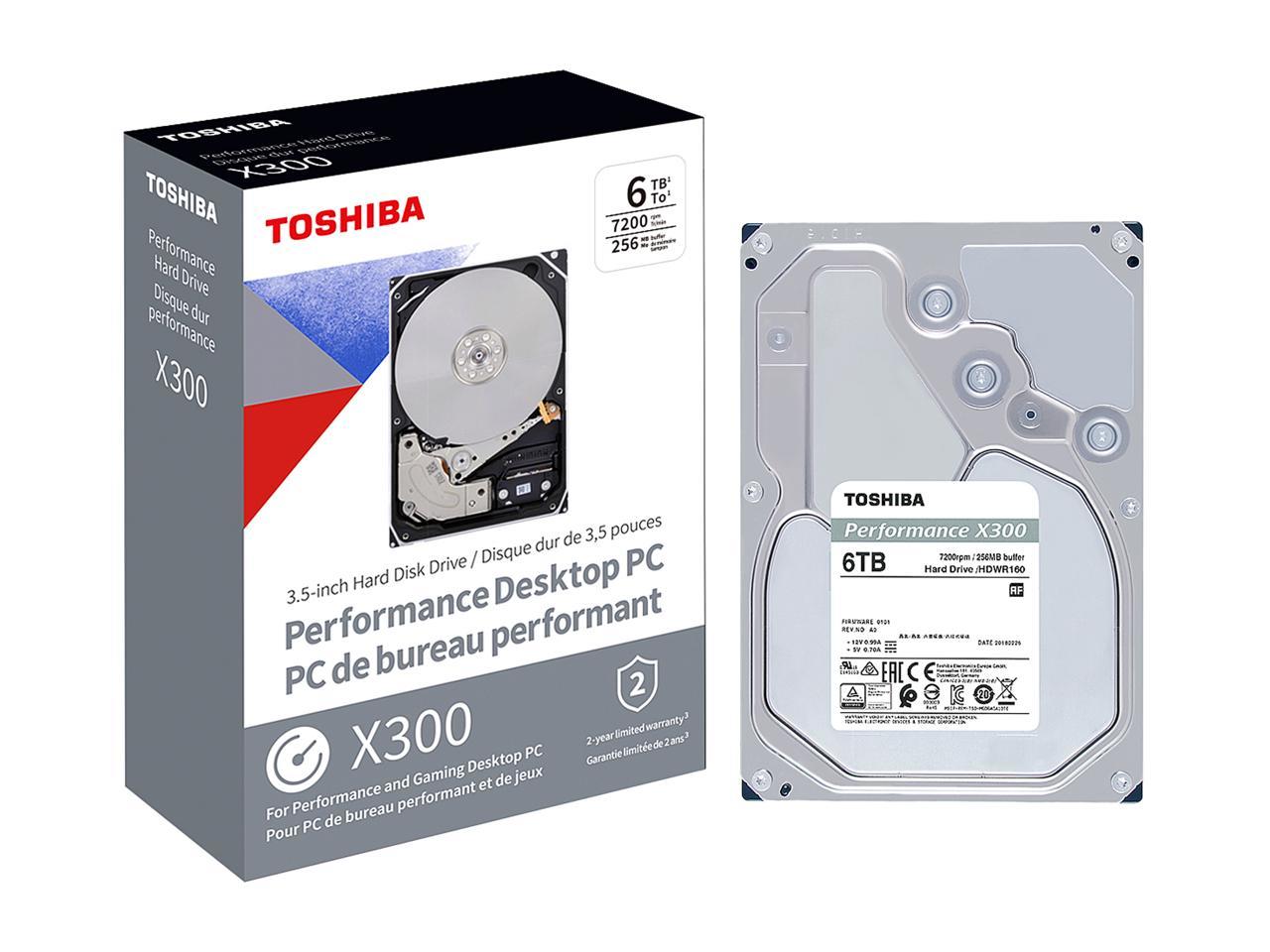 TOSHIBA X300 HDWR160XZSTA 6TB 7200 RPM 256MB Cache SATA 6.0Gb/s 3.5" Desktop Internal Hard Drive Retail Packaging