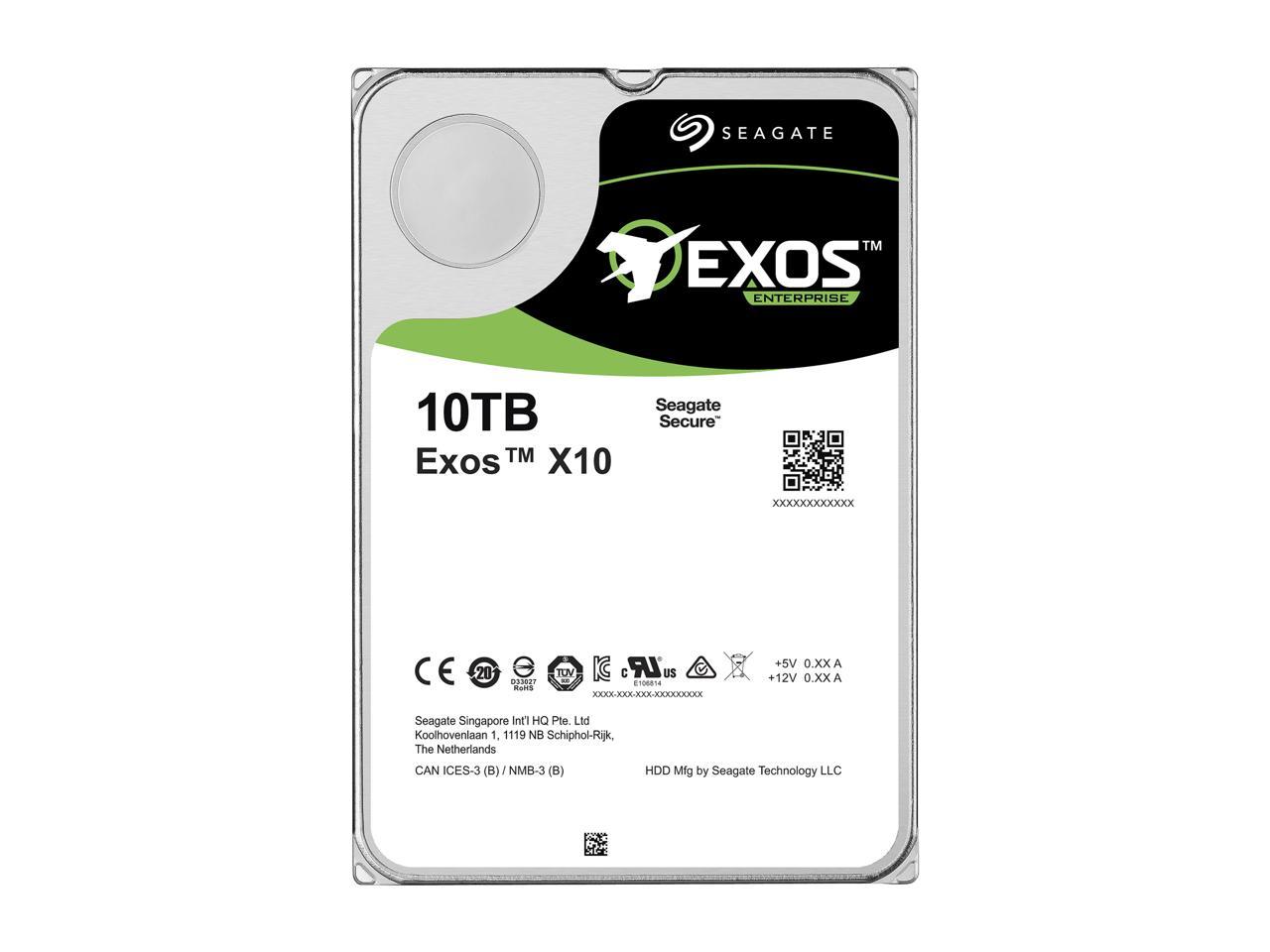 Seagate Exos Enterprise Capacity 3.5'' HDD 10TB (Helium) 7200 RPM SATA 6Gb/s 256MB Cache Hyperscale 512e Internal Hard Drive ST10000NM0016