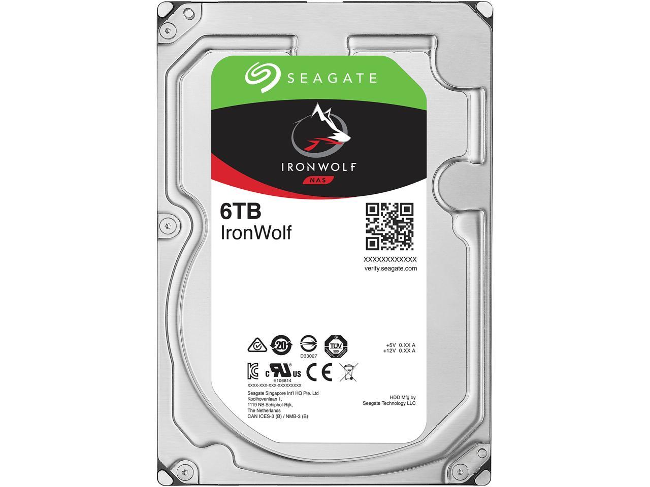 Seagate IronWolf 6TB NAS Hard Drive 7200 RPM 128MB Cache SATA 6.0Gb/s 3.5" Internal Hard Drive ST6000VN0041