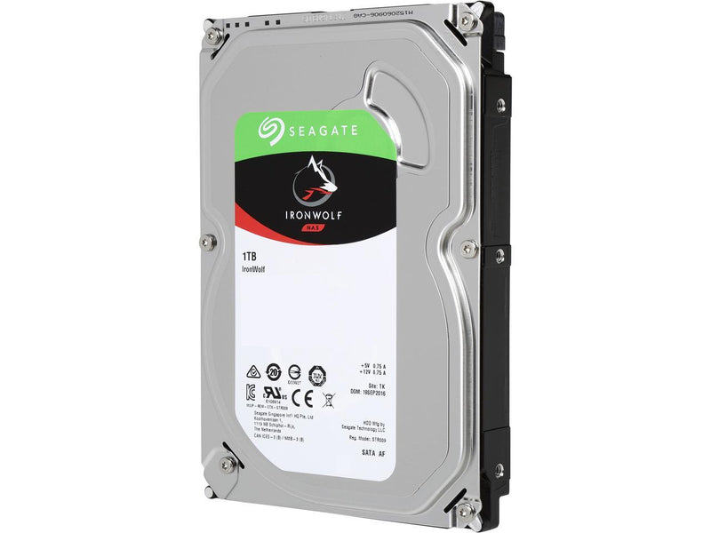 Seagate IronWolf 1TB NAS Hard Drive 5900 RPM 64MB Cache SATA 6.0Gb/s CMR 3.5" Internal HDD for RAID Network Attached Storage ST1000VN002