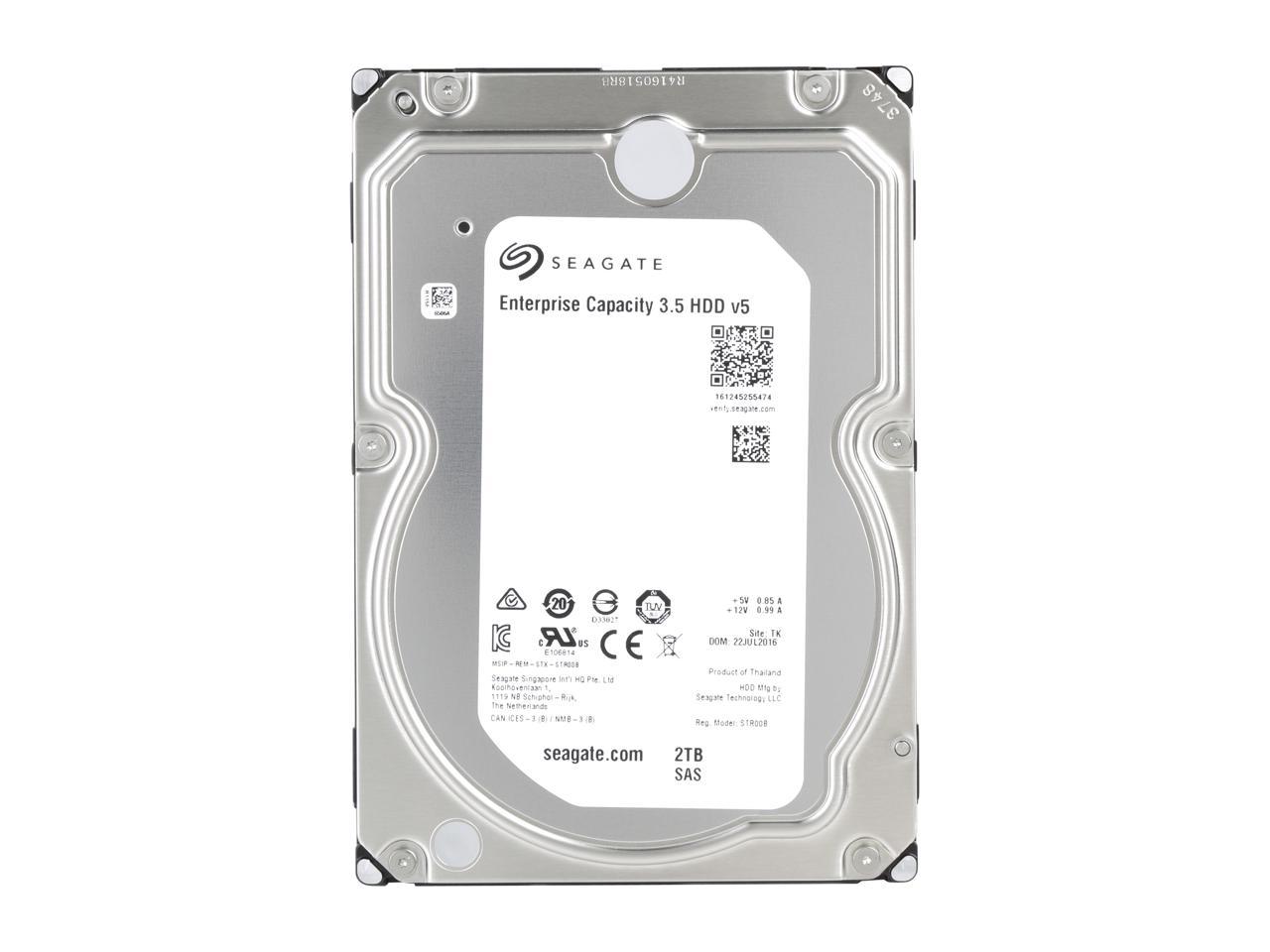 Seagate Enterprise Capacity 3.5'' HDD 2TB 7200 RPM 512n SAS 12Gb/s 128MB Cache Internal Hard Drive ST2000NM0045