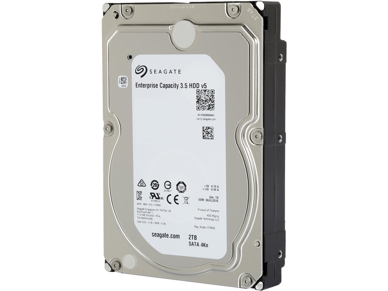 Seagate Enterprise Capacity 3.5'' HDD 2TB 7200 RPM 4Kn SATA 6Gb/s 128MB Cache Internal Hard Drive ST2000NM0105