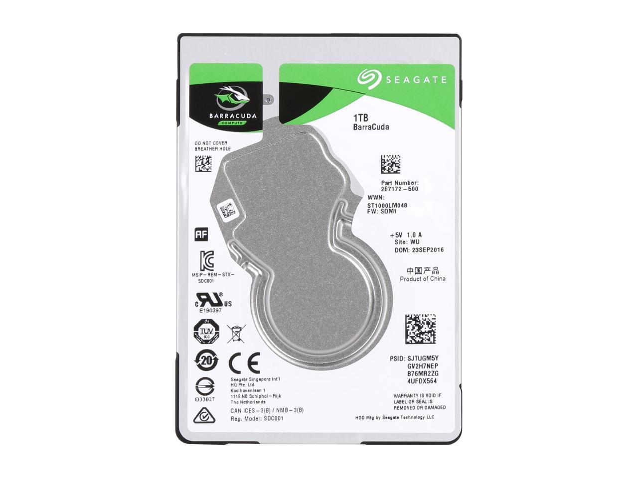 Seagate 1TB BarraCuda 5400 RPM 128MB Cache SATA 6.0Gb/s 2.5" Laptop Internal Hard Drive ST1000LM048