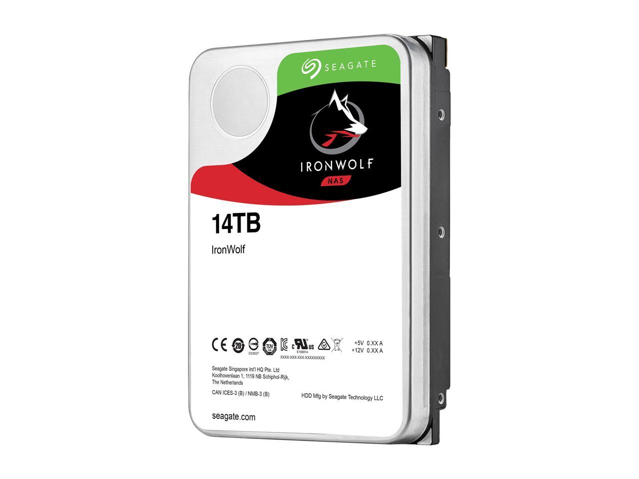 Seagate IronWolf 14TB NAS Hard Drive 7200 RPM 256MB Cache SATA 6.0Gb/s CMR 3.5" Internal HDD for RAID Network Attached Storage ST14000VN0008