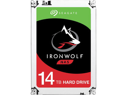 Seagate IronWolf 14TB NAS Hard Drive 7200 RPM 256MB Cache SATA 6.0Gb/s CMR 3.5" Internal HDD for RAID Network Attached Storage ST14000VN0008