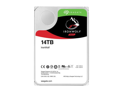 Seagate IronWolf 14TB NAS Hard Drive 7200 RPM 256MB Cache SATA 6.0Gb/s CMR 3.5" Internal HDD for RAID Network Attached Storage ST14000VN0008