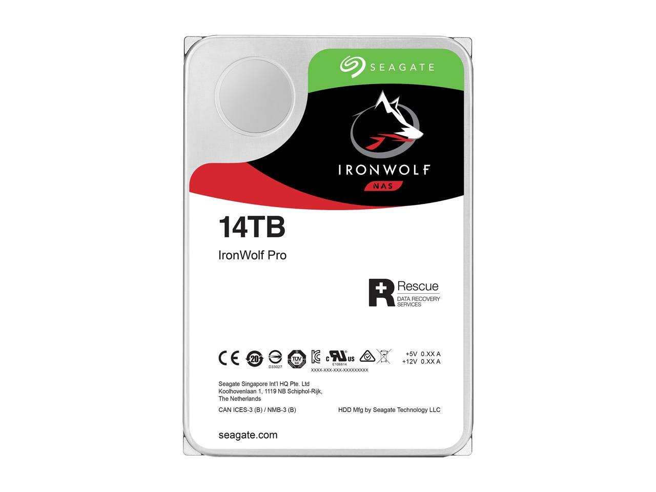 Seagate IronWolf Pro 14TB NAS Hard Drive 7200 RPM 256MB Cache CMR SATA 6.0Gb/s 3.5" Internal HDD ST14000NE0008