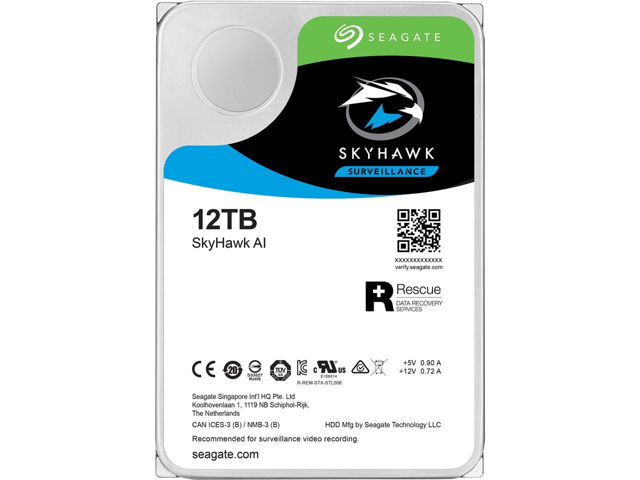 Seagate SkyHawk AI ST12000VE0008 12TB 7200 RPM 256MB Cache SATA 6.0Gb/s 3.5" Internal Hard Drive