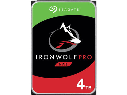 Seagate IronWolf Pro 4TB NAS Hard Drive 7200 RPM 128MB Cache CMR SATA 6.0Gb/s 3.5" Internal HDD ST4000NE001