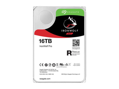 Seagate IronWolf Pro 16TB NAS Hard Drive 7200 RPM 256MB Cache CMR SATA 6.0Gb/s 3.5" Internal HDD ST16000NE000