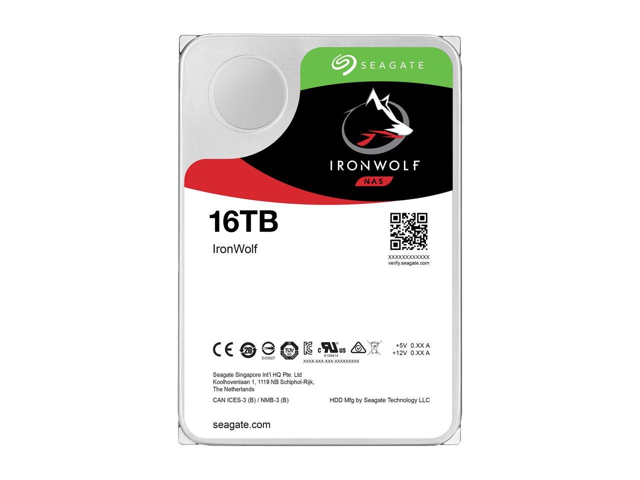 Seagate IronWolf 16TB NAS Hard Drive 7200 RPM 256MB Cache SATA 6.0Gb/s CMR 3.5" Internal HDD for RAID Network Attached Storage ST16000VN001