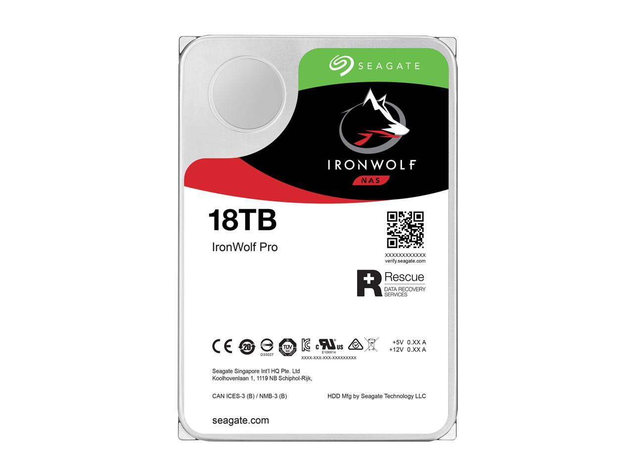 Seagate IronWolf Pro 18TB NAS Hard Drive 7200 RPM 256MB Cache CMR SATA 6.0Gb/s 3.5" Internal HDD ST18000NE000