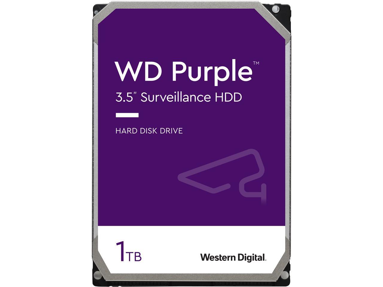 WD Purple 1TB Surveillance Hard Disk Drive - 5400 RPM Class SATA 6Gb/s 64MB Cache 3.5 Inch WD10PURZ