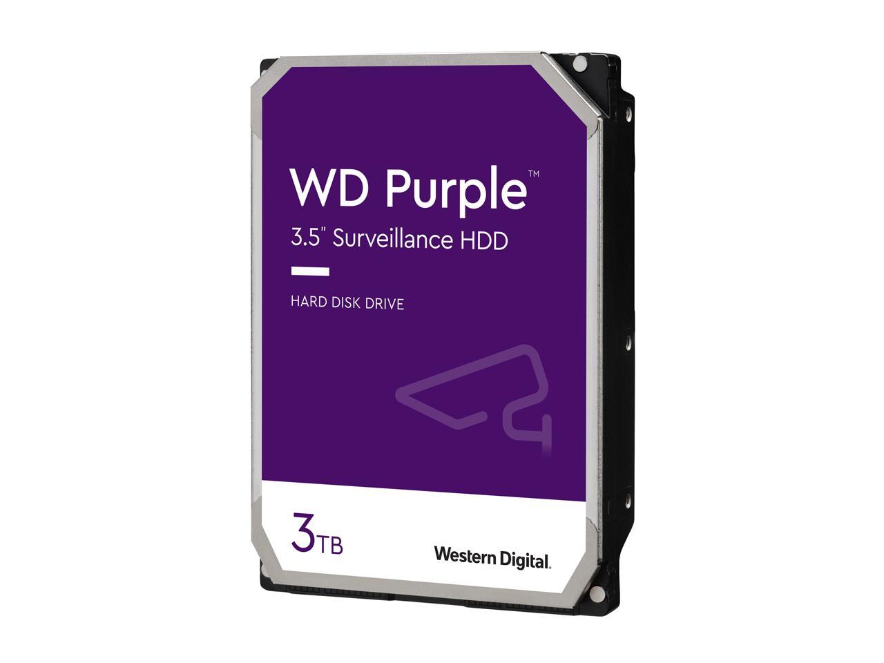 WD Purple 3TB Surveillance Hard Disk Drive - 5400 RPM Class SATA 6Gb/s 64MB Cache 3.5 Inch WD30PURZ