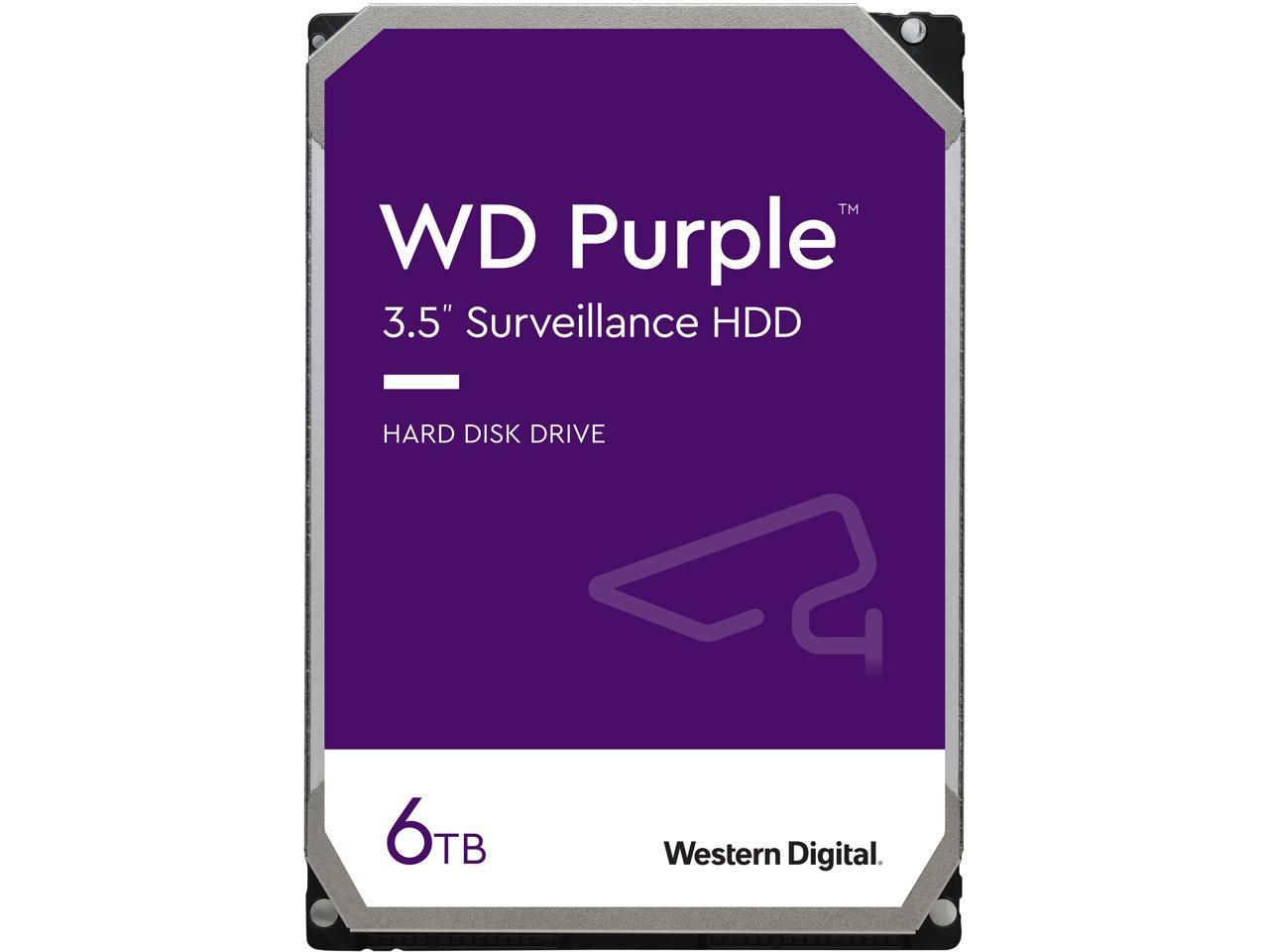 WD Purple 6TB Surveillance Hard Disk Drive - 5400 RPM Class SATA 6Gb/s 64MB Cache 3.5 Inch WD60PURZ