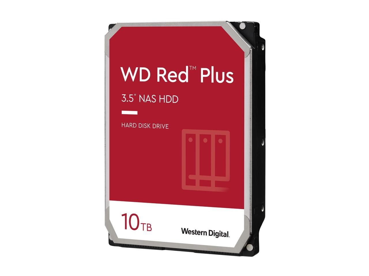 WD Red Plus 10TB NAS Hard Disk Drive - 5400 RPM Class SATA 6Gb/s, CMR, 256MB Cache, 3.5 Inch - WD101EFAX