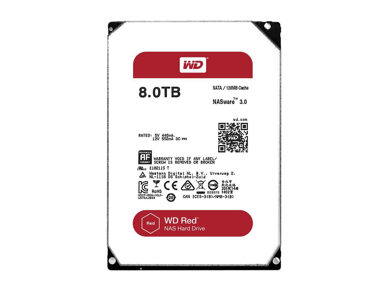 WD Red 8TB NAS Hard Disk Drive - 5400 RPM Class SATA 6Gb/s 128MB Cache 3.5 Inch - WD80EFZX