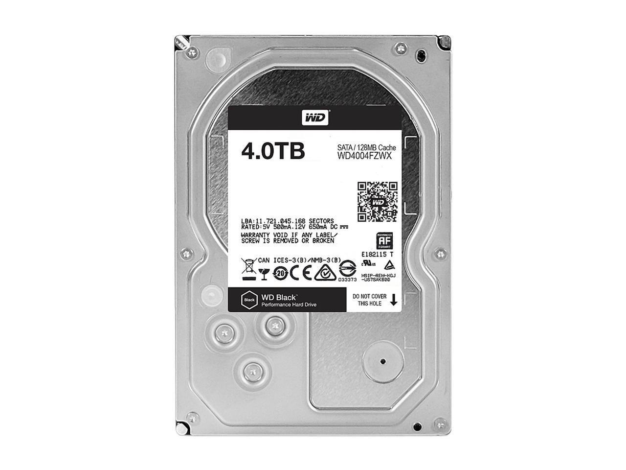 WD Black 4TB Performance Desktop Hard Disk Drive - 7200 RPM SATA 6Gb/s 128MB Cache 3.5 Inch - WD4004FZWX