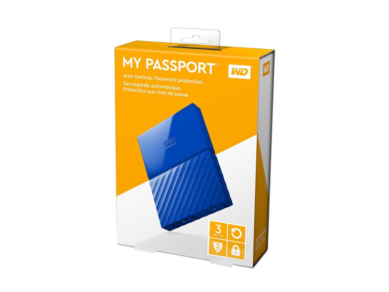 WD 3TB My Passport Portable Hard Drive USB 3.0 Model WDBYFT0030BBL-WESN Blue