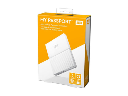 WD 3TB My Passport Portable Hard Drive USB 3.0 Model WDBYFT0030BWT-WESN White