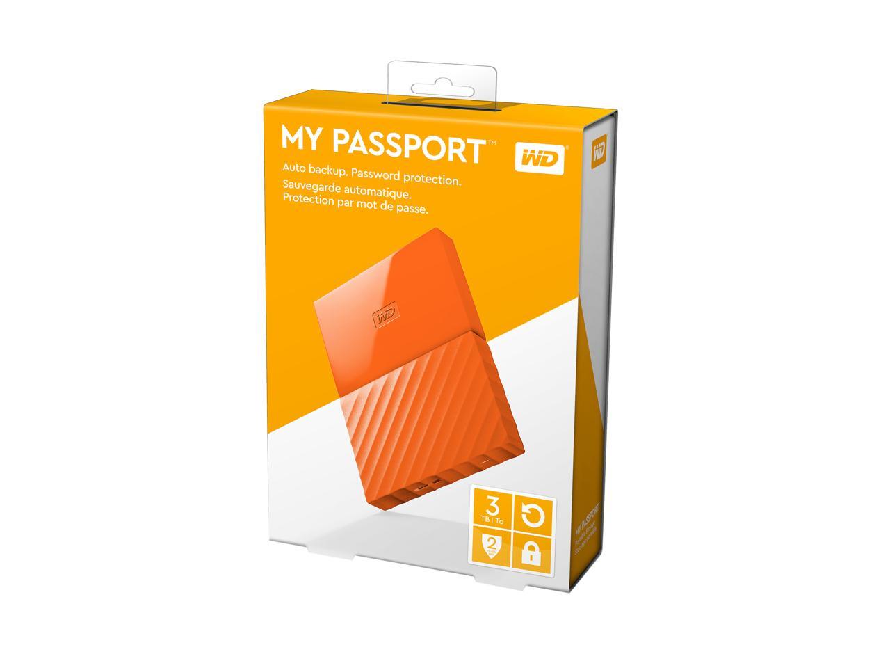 WD 3TB My Passport Portable Hard Drive USB 3.0 Model WDBYFT0030BOR-WESN Orange