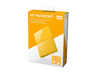 WD 3TB My Passport Portable Hard Drive USB 3.0 Model WDBYFT0030BYL-WESN Yellow