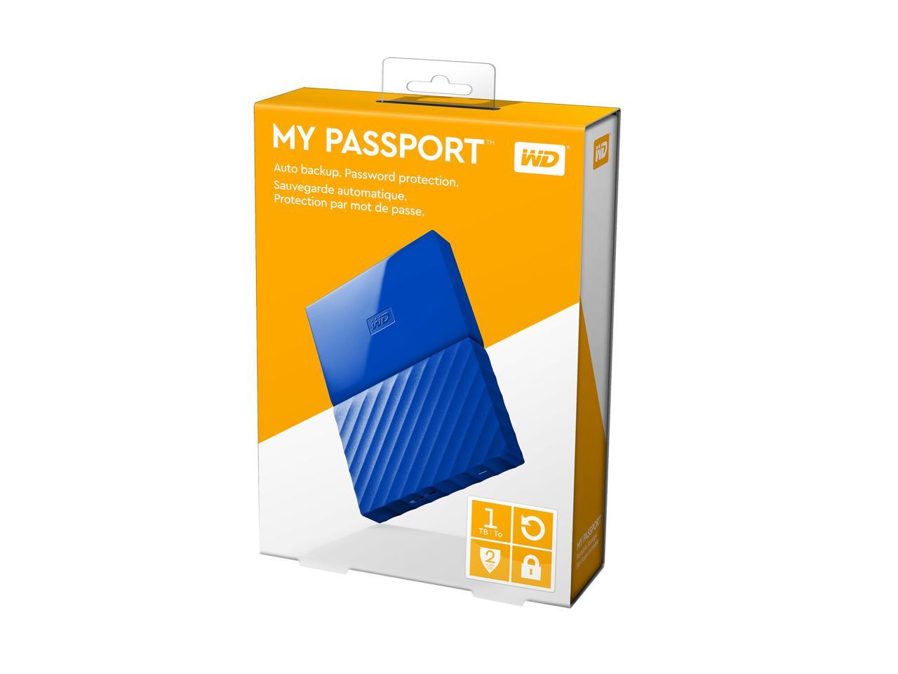 WD 1TB My Passport Portable Hard Drive USB 3.0 Model WDBYNN0010BBL-WESN Blue