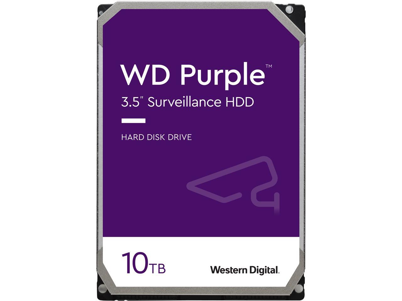 WD Purple 10TB Surveillance Hard Disk Drive - 5400 RPM Class SATA 6Gb/s 256MB Cache 3.5 Inch - WD100PURZ