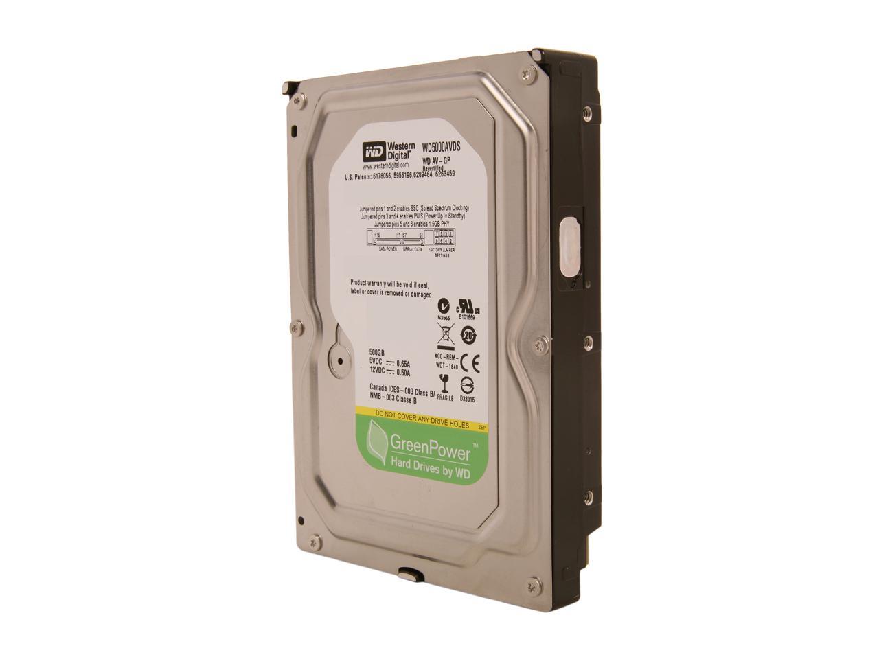 WD AV-GP WD5000AVDS 500GB IntelliPower 32MB Cache SATA 3.0Gb/s 3.5" Internal AV Hard Drive Bare Drive