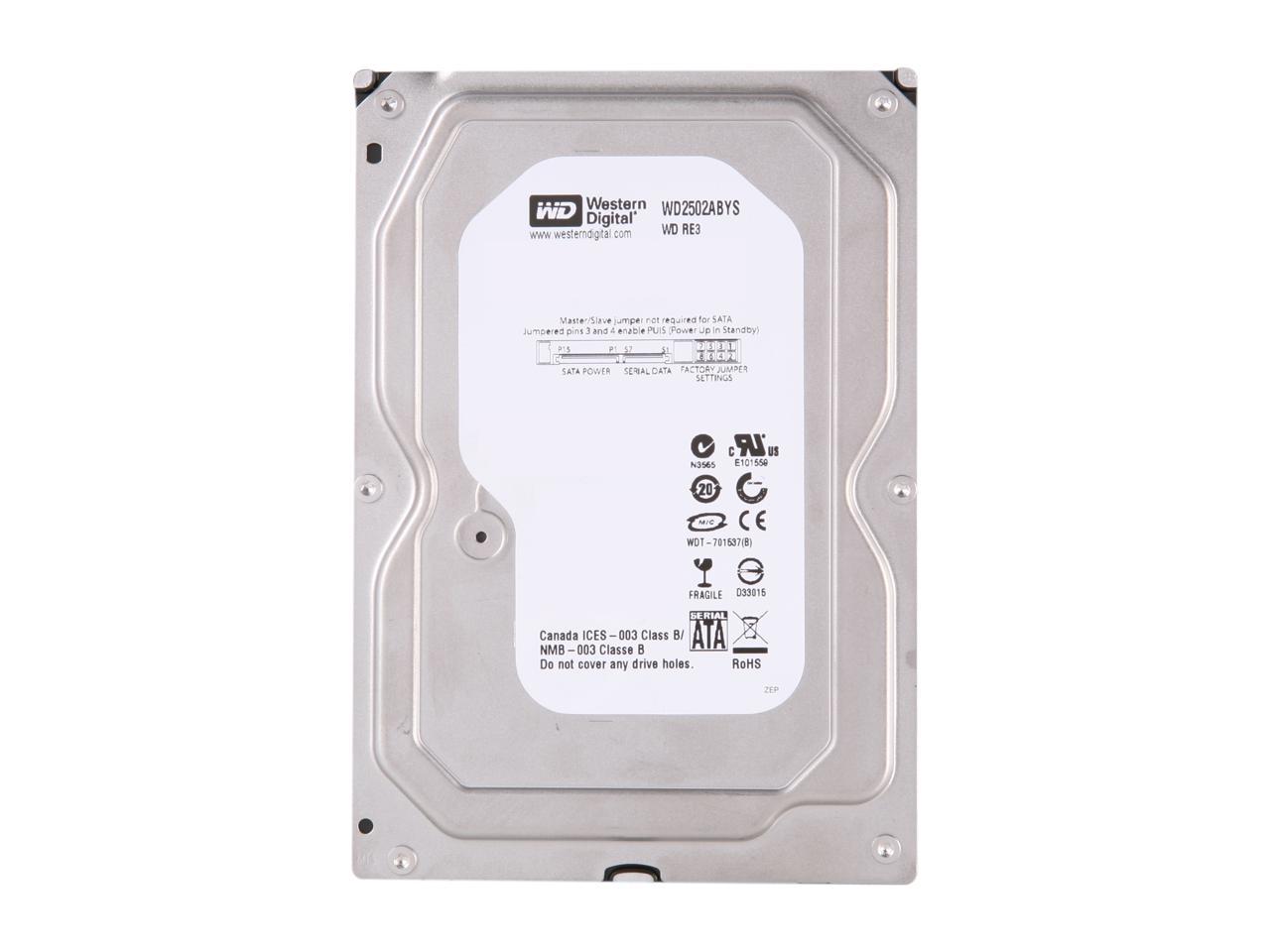 WD RE3 WD2502ABYS 250GB 7200 RPM 16MB Cache SATA 3.0Gb/s 3.5" Internal Hard Drive Bare Drive