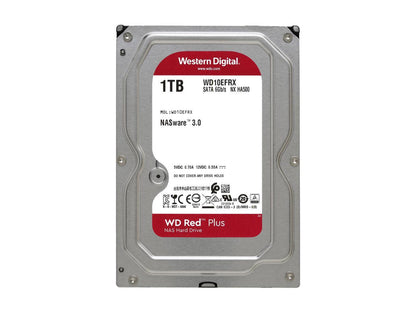 WD Red Plus 1TB NAS Hard Disk Drive - 5400 RPM Class SATA 6Gb/s, CMR, 64MB Cache, 3.5 Inch - WD10EFRX