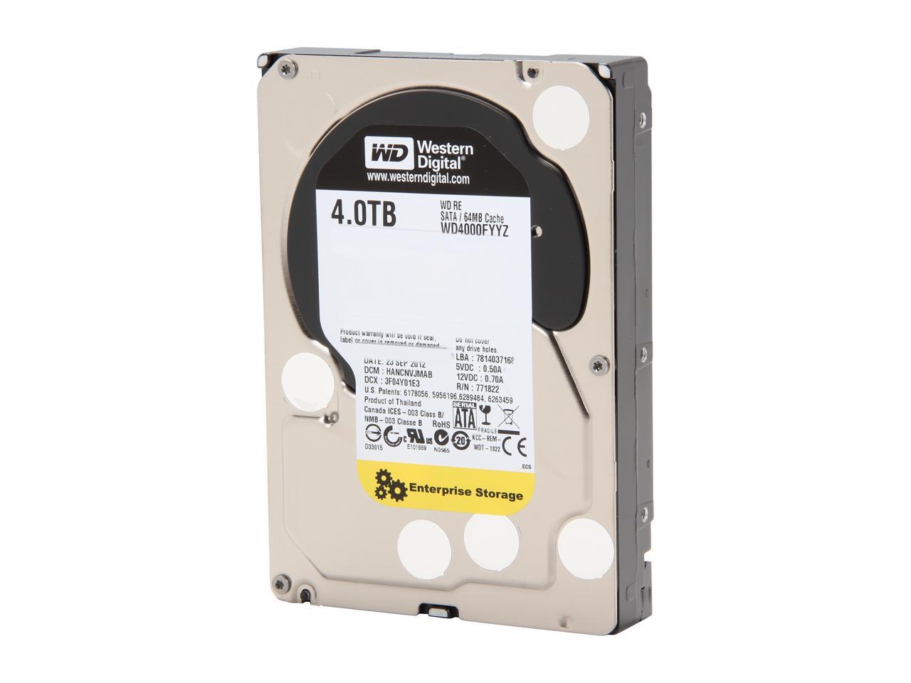 WD Re 4TB Datacenter Capacity Hard Disk Drive - 7200 RPM Class SATA 6Gb/s 64MB Cache 3.5 inch WD4000FYYZ