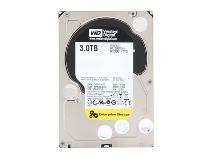 WD Re 3TB Datacenter Capacity Hard Disk Drive - 7200 RPM Class SAS 6Gb/s 32MB Cache 3.5 inch WD3001FYYG