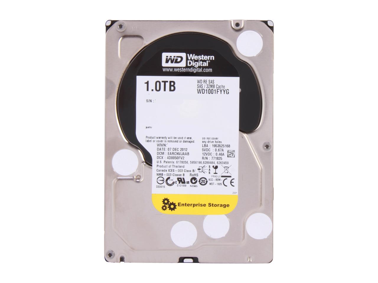 WD Re 1TB Datacenter Capacity Hard Disk Drive - 7200 RPM Class SAS 6Gb/s 32MB Cache 3.5 inch WD1001FYYG