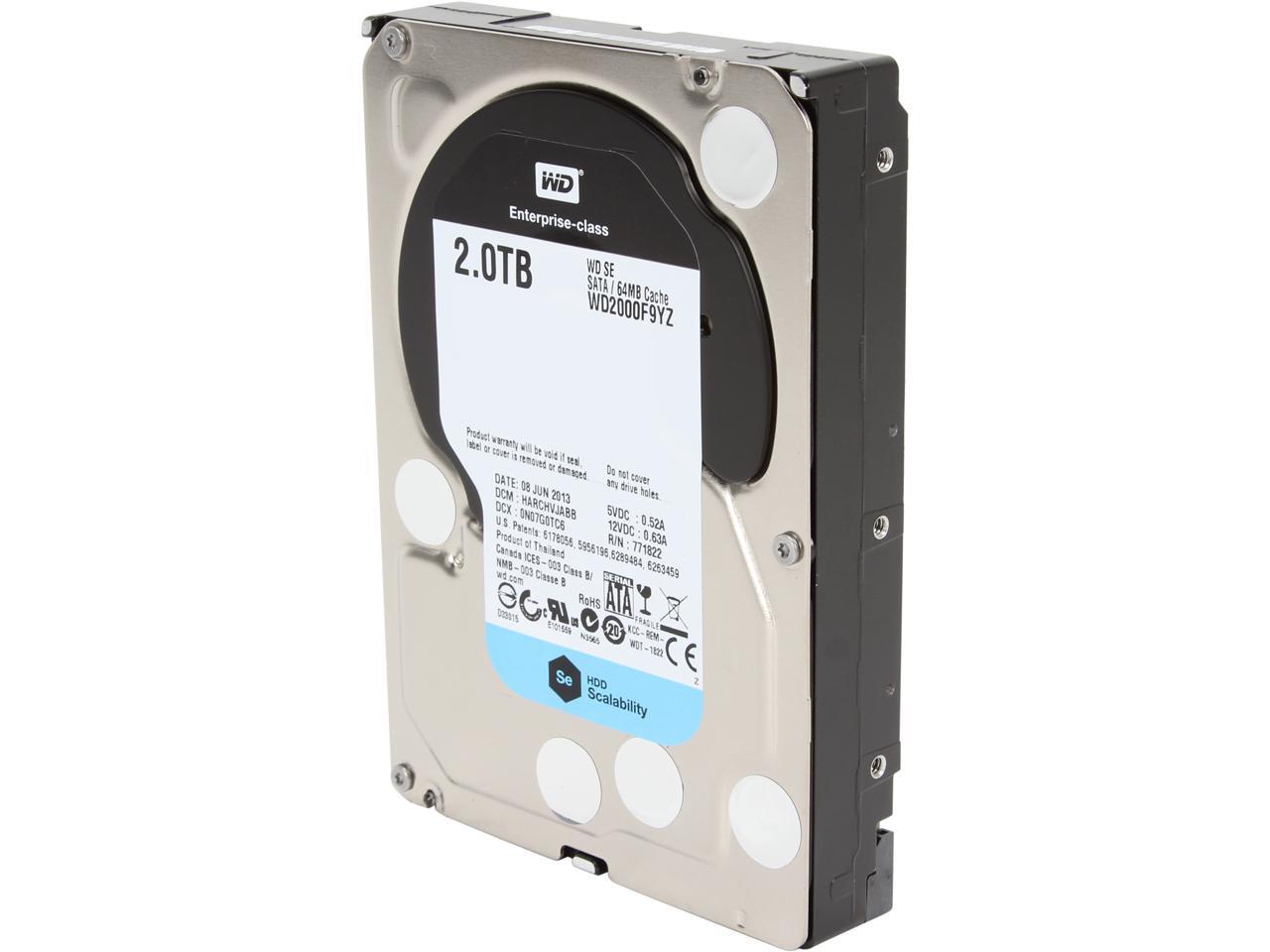 WD Se WD2000F9YZ 2TB 7200 RPM 64MB Cache SATA 6.0Gb/s 3.5" Enterprise Hard Drive