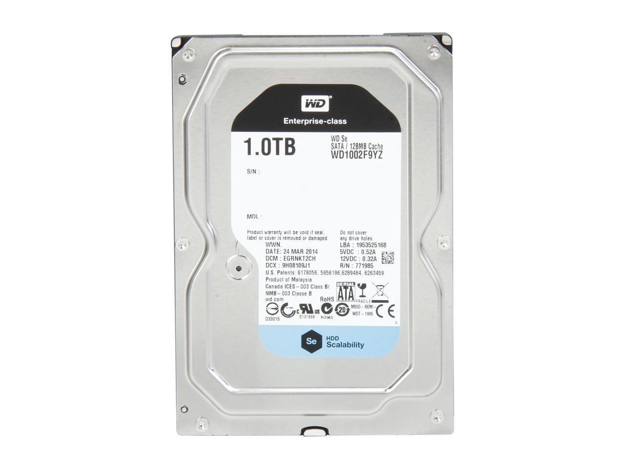 WD Se WD1002F9YZ 1TB 7200 RPM 128MB Cache SATA 6.0Gb/s 3.5" Enterprise Hard Drive