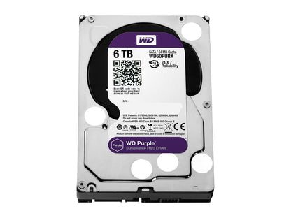 WD Purple 6TB Surveillance Hard Disk Drive - 5400 RPM Class SATA 6Gb/s 64MB Cache 3.5 Inch WD60PURX