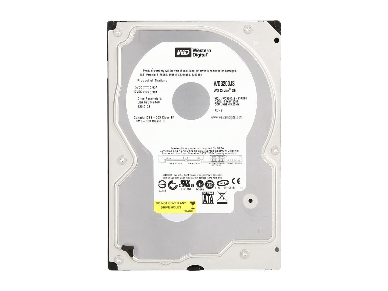 Western Digital Caviar SE WD3200JS 320GB 7200 RPM 8MB Cache SATA 3.0Gb/s 3.5" Hard Drive Bare Drive