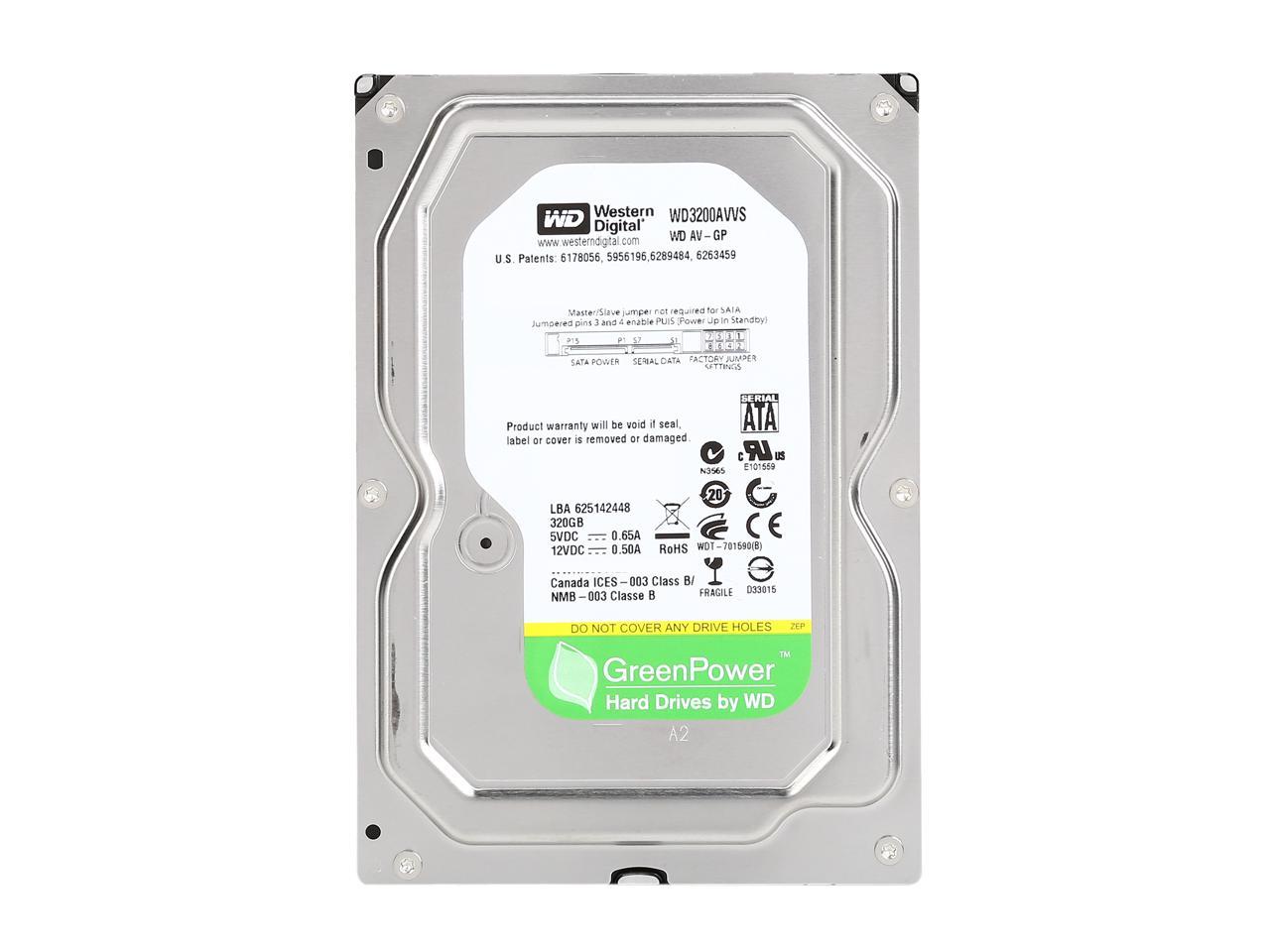 Western Digital AV-GP WD3200AVVS 320GB 7200 RPM 8MB Cache SATA 3.0Gb/s 3.5" Internal AV Hard Drive Bare Drive