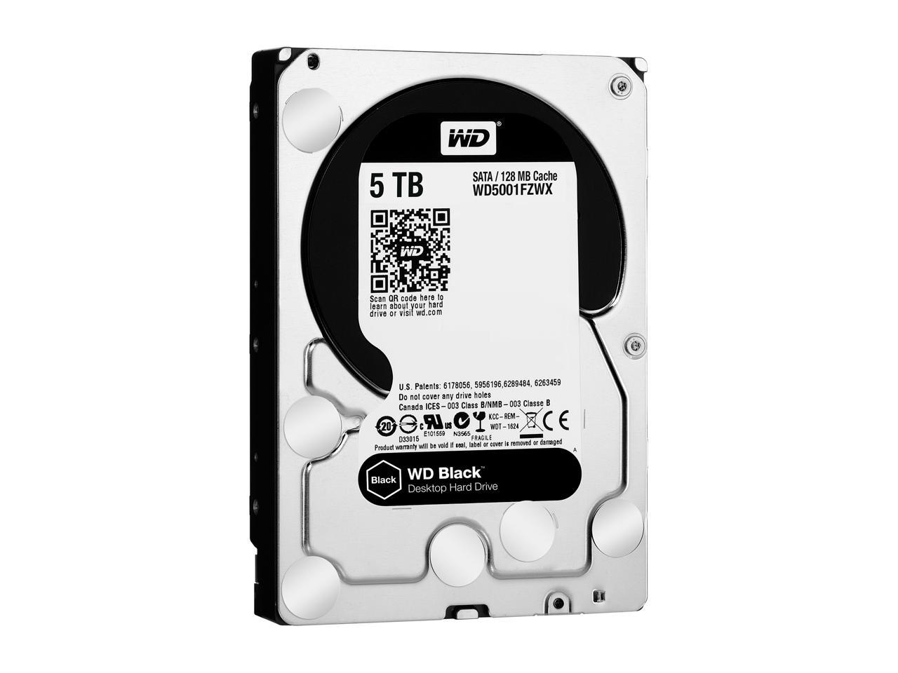 WD Black 5TB Performance Desktop Hard Disk Drive - 7200 RPM SATA 6Gb/s 128MB Cache 3.5 Inch - WD5001FZWX