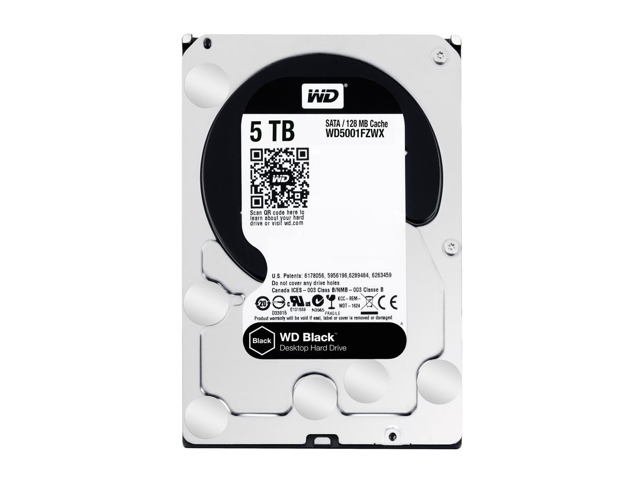 WD Black 5TB Performance Desktop Hard Disk Drive - 7200 RPM SATA 6Gb/s 128MB Cache 3.5 Inch - WD5001FZWX