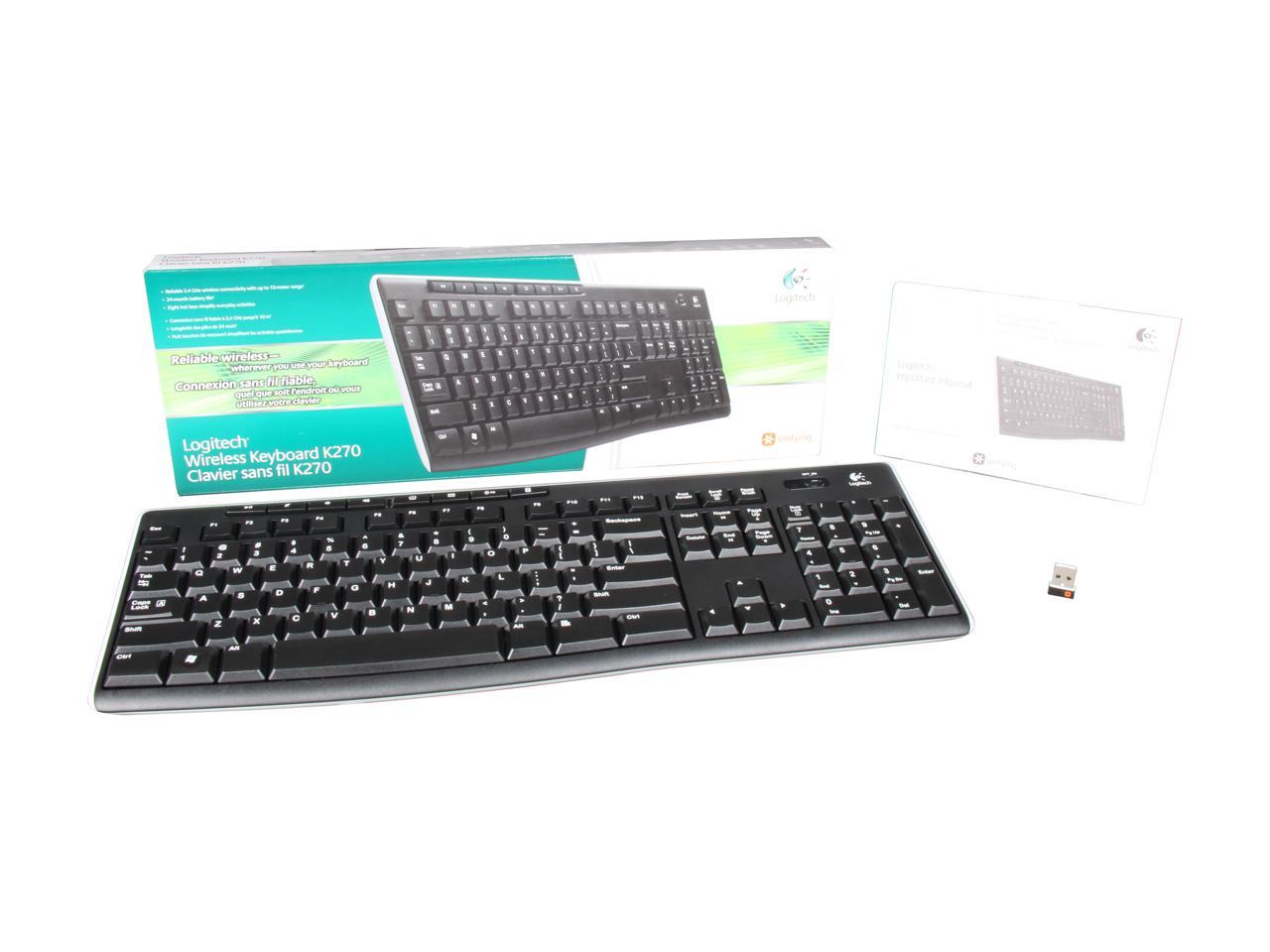 Logitech K270 2.4GHz Wireless Keyboard - Black