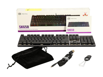 Cooler Master SK650 Mechanical Keyboard with Cherry MX Low Profile Switches in Brushed Aluminum Design