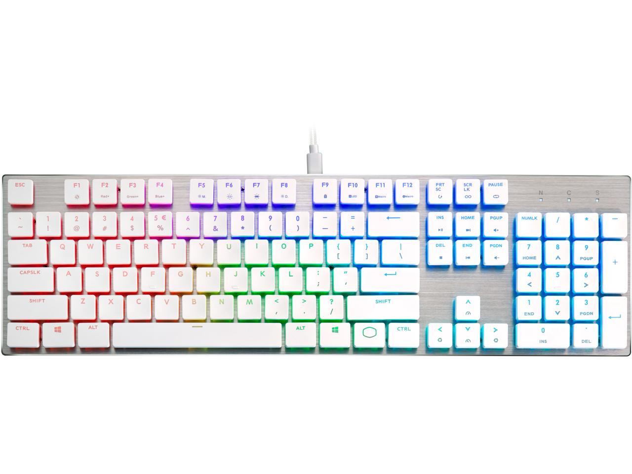 Cooler Master SK650 White Limited Edition Mechanical Keyboard with Cherry MX Low Profile RGB Switches in Brushed Aluminum Design