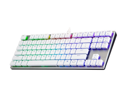 Cooler Master SK630 White Limited Edition Tenkeyless Mechanical Keyboard with Cherry MX Low Profile RGB Switches in Brushed Aluminum Design